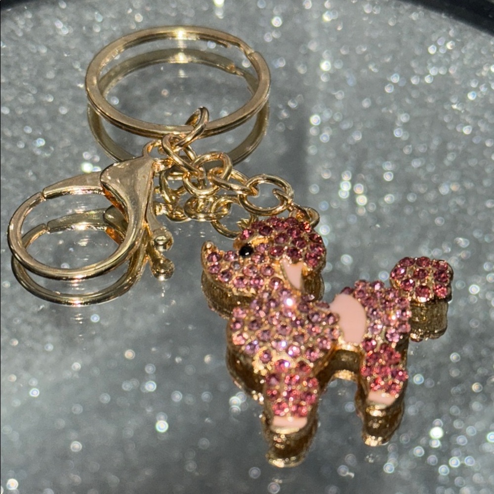 Gold and Pink Poodle Keychain/bag charm